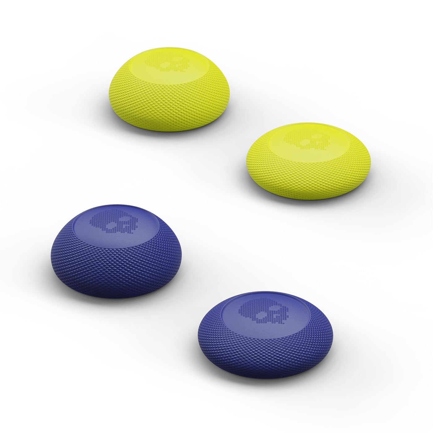 Skull & Co. Convex Thumb Grips Set: Skin  CQC Joystick Cap Analog Stick Cap for Nintendo Switch Pro Controller & PS5 / PS4 / Slim/Pro Controller- Neon Blue+Neon Yellow  2 Pairs (4pcs)
