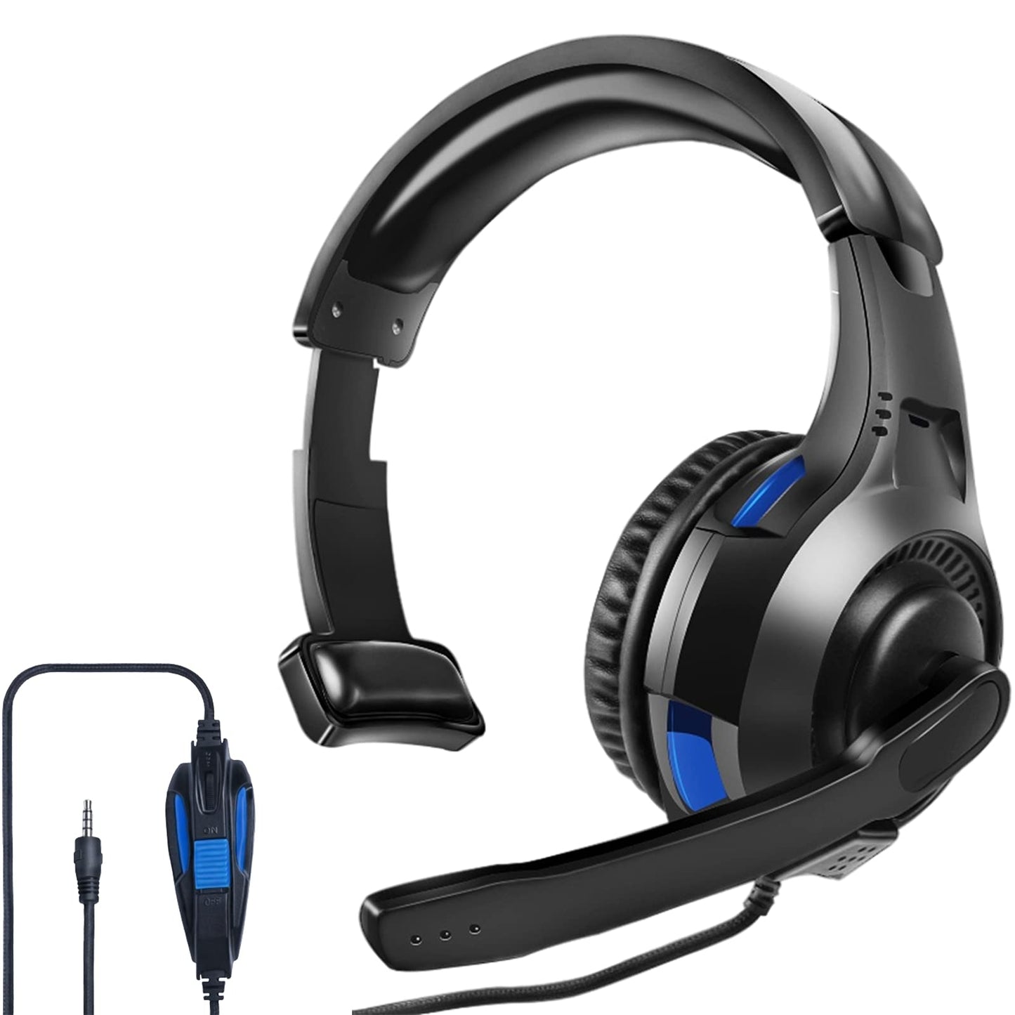 One Ear Headset with Mic for PS5/PS4/Xbox One/Xbox Series X/S/Nintendo Switch/Lite/Steam Deck  Gaming Headphone with Microphone Control  3.5MM Wired Unilateral Chat Headset for Laptop/Tablets/Phone/PC