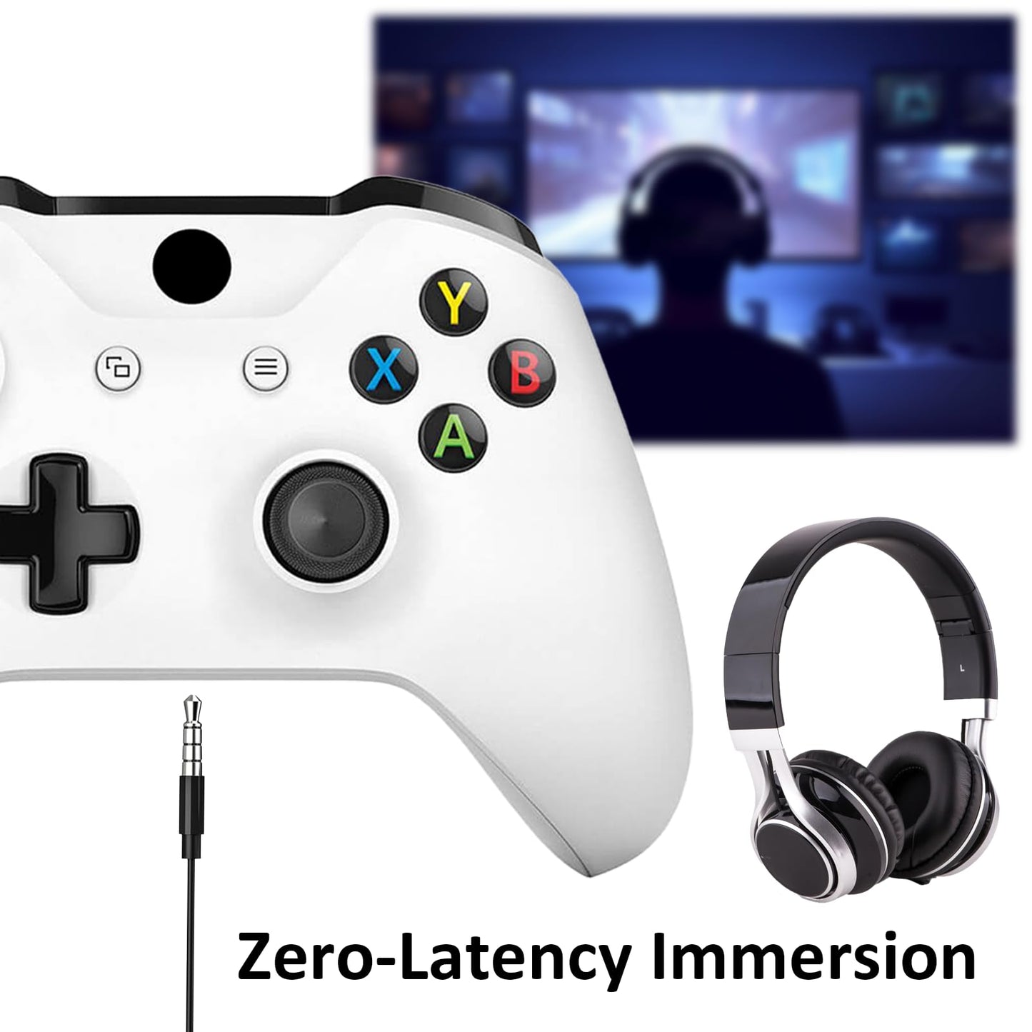 Model 1708 Xbox One S Controller - Compatible with Xbox Series X/S, 3.5mm Audio Jack, White