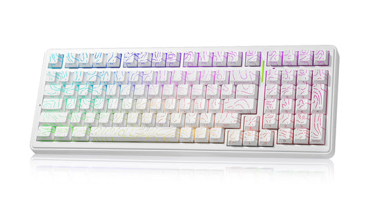 x AULA F99 Keyboard Gaming  Wireless Mechanical Keyboards  Hot Swappable Custom Creamy White Keyboard  RGB Backlit PC Gaming Keyboards BT5.0/2.4GHz/USB-C Topographic Side-printed Keycaps LEOBOG Switch