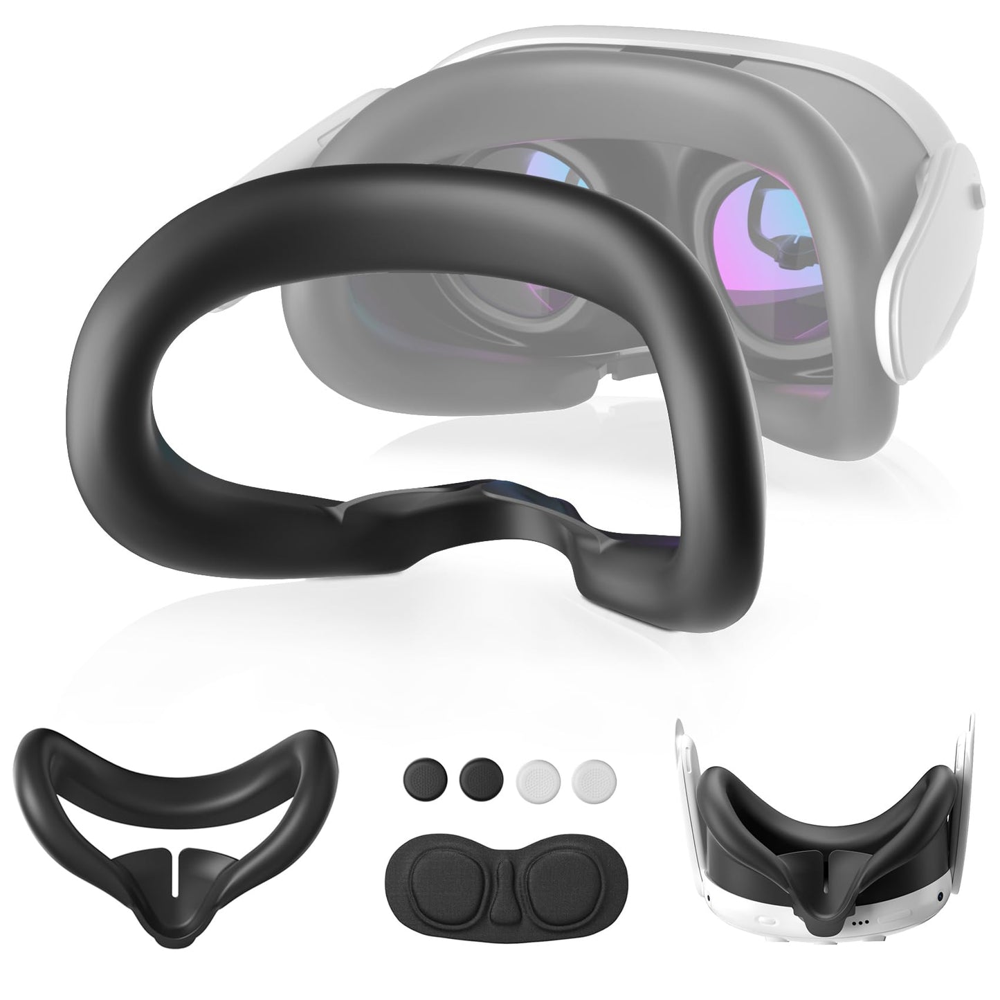 Silicone Cover for Meta Quest 3 Face Pad  OLCLSS Facial Interface for Oculus/Meta Quest 3 Accessories  VR Headset Silicone Face Cover with Lens Cover and Joystick Caps  Durable and Washable