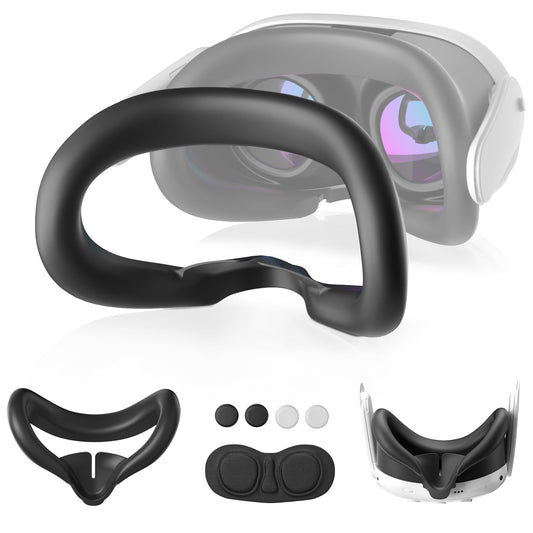 Silicone Cover for Meta Quest 3 Face Pad  OLCLSS Facial Interface for Oculus/Meta Quest 3 Accessories  VR Headset Silicone Face Cover with Lens Cover and Joystick Caps  Durable and Washable