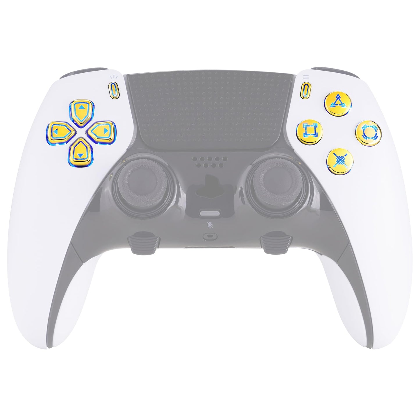 eXtremeRate PS5 Edge Controller D-pad & Action Button Kit - 7 Colors, 9 Effects, Chrome Gold