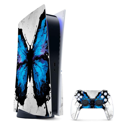 MightySkins Gaming Skin for PS5 / Playstation 5 Bundle - Butterfly Splash | Protective Viny wrap | Easy to Apply and Change Style | Made in The USA