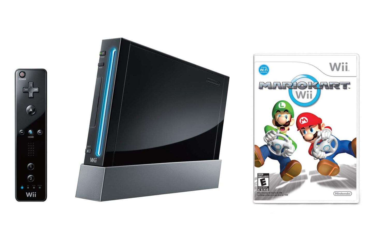 Wii Console with Mario Kart Wii Bundle - Black (refurbished)