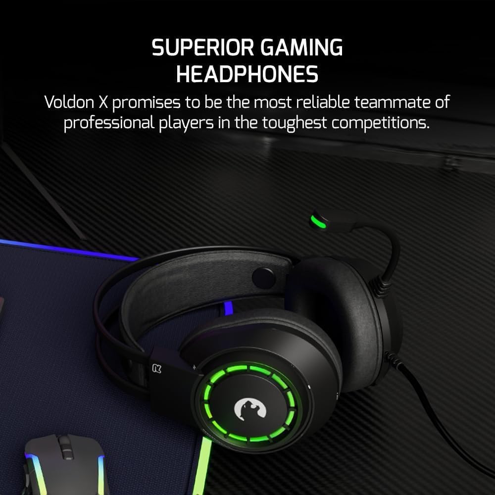 GAMEPOWER Voldon X Wired Gaming Headset - 3.5mm Jack, 50MM Drivers, Noise Cancelling Mic, Black, PS4/PS5/Xbox Compatible