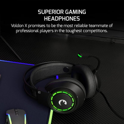 GAMEPOWER Voldon X Wired Gaming Headset - 3.5mm Jack, 50MM Drivers, Noise Cancelling Mic, Black, PS4/PS5/Xbox Compatible