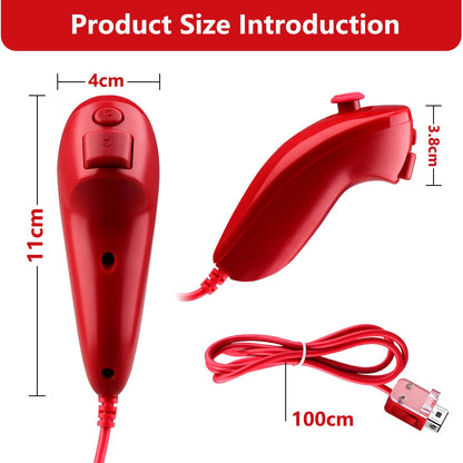 OSTENT Wired Nunchuck Controller for Nintendo Wii, Motion-Based, Red, Model Rouge