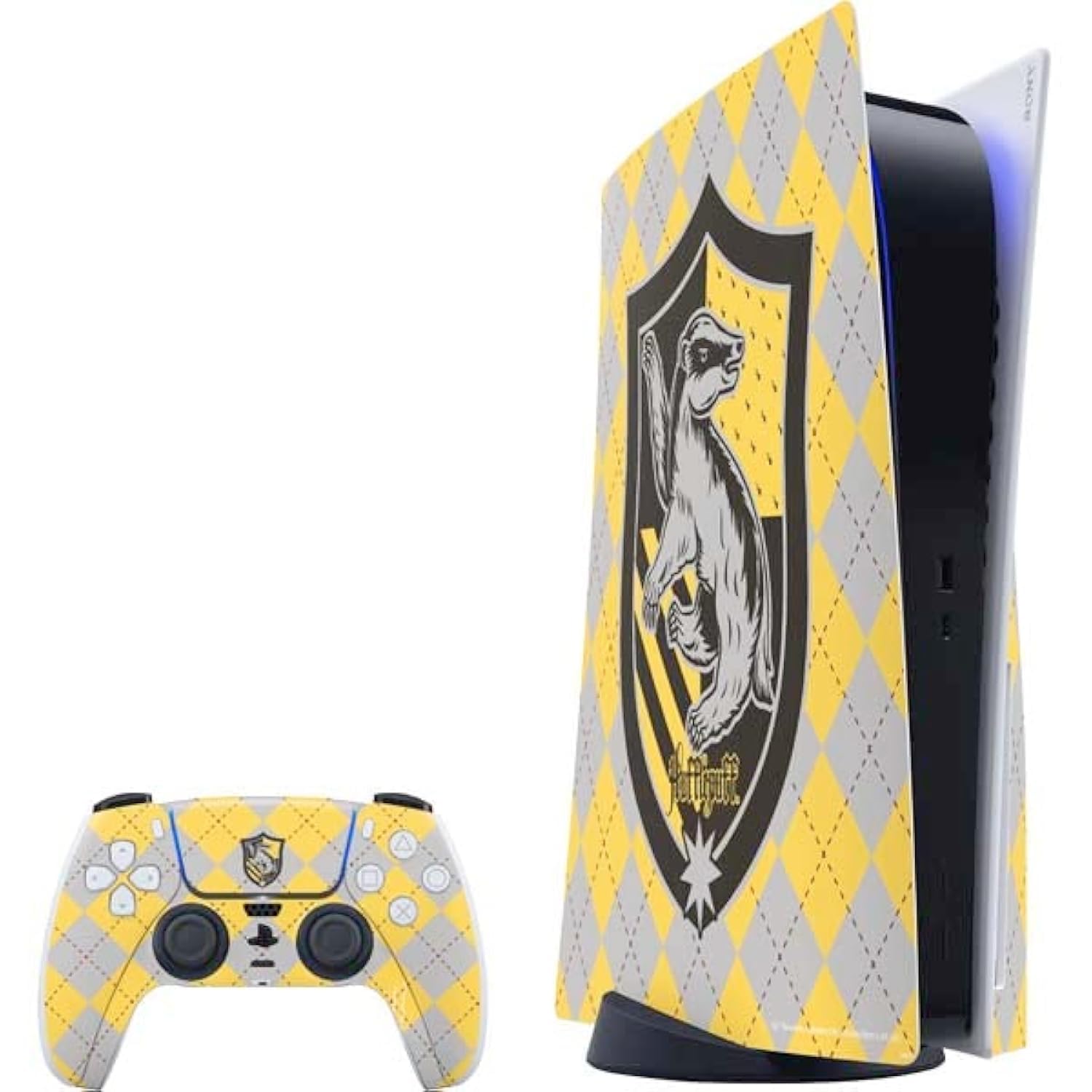 Skinit Decal Gaming Skin Compatible with PS5 Bundle - Officially Licensed Wizarding World Harry Potter Hufflepuff Crest Design