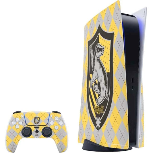 Skinit Decal Gaming Skin Compatible with PS5 Bundle - Officially Licensed Wizarding World Harry Potter Hufflepuff Crest Design