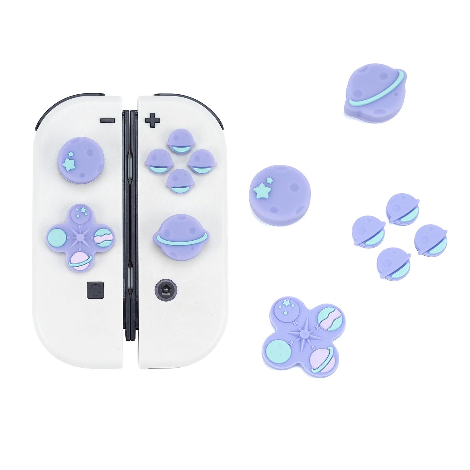 GeekShare Cute Cross D-Pad Button Caps Silicone Thumb Grips Set  ABXY Key Buttons Sticker Joystick Cover Caps Compatible with Switch/OLED - Happy Planet