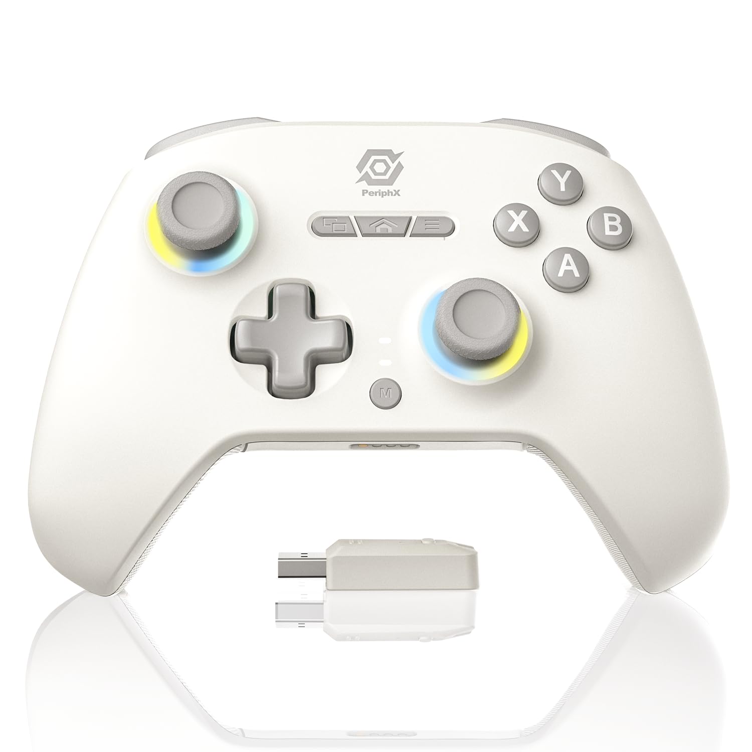 PeriphX Wireless PC Controller with 1000Hz Polling Rate  Switchable Hall and Tactile Triggers  Hall Joysticks  Turbo  Macro  RGB Lighting  2.4G Bluetooth Wired  Compatible with Windows PC/ Switch/Steam Deck/Android/iOS