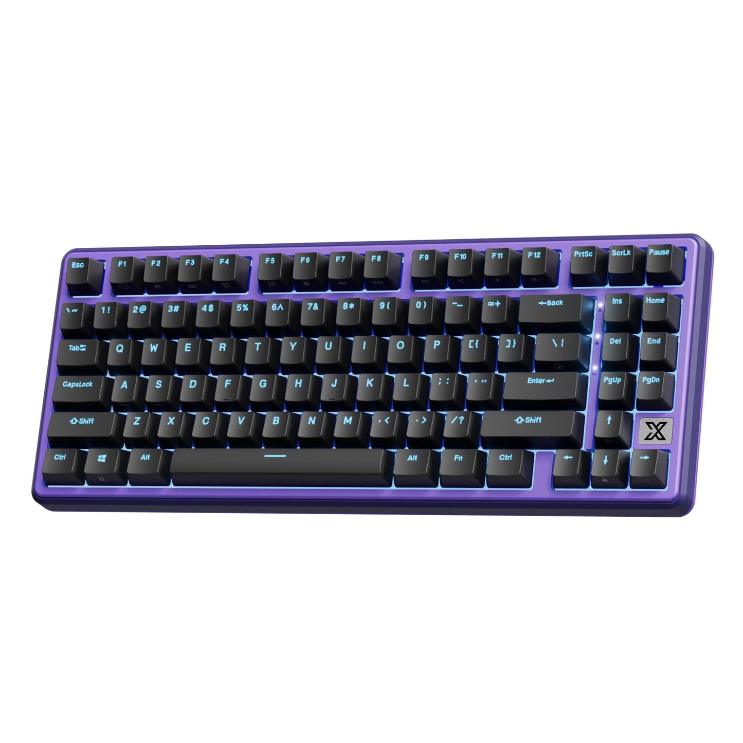 RK ROYAL KLUDGE X87 Mechanical Keyboard 75% Wired Keyboard Gaming with 86 Keys  Gasket Mount  Ice-Blue Backlight  Purple Shell Design  Software Support  Hot-Swappable Creamy Switch Black