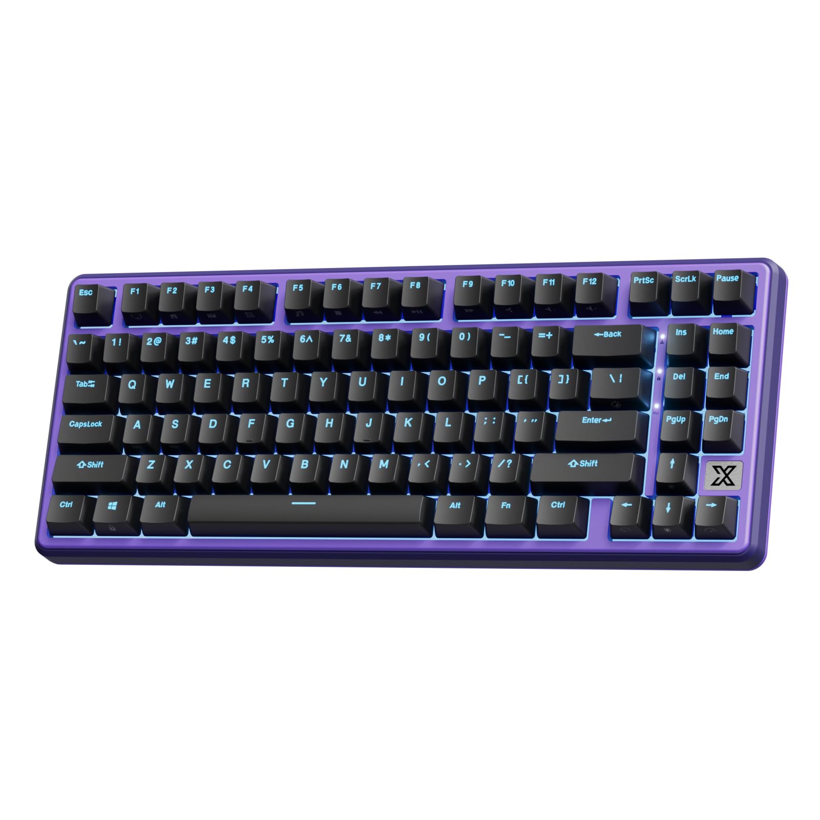 RK ROYAL KLUDGE X87 Mechanical Keyboard 75% Wired Keyboard Gaming with 86 Keys  Gasket Mount  Ice-Blue Backlight  Purple Shell Design  Software Support  Hot-Swappable Creamy Switch Black