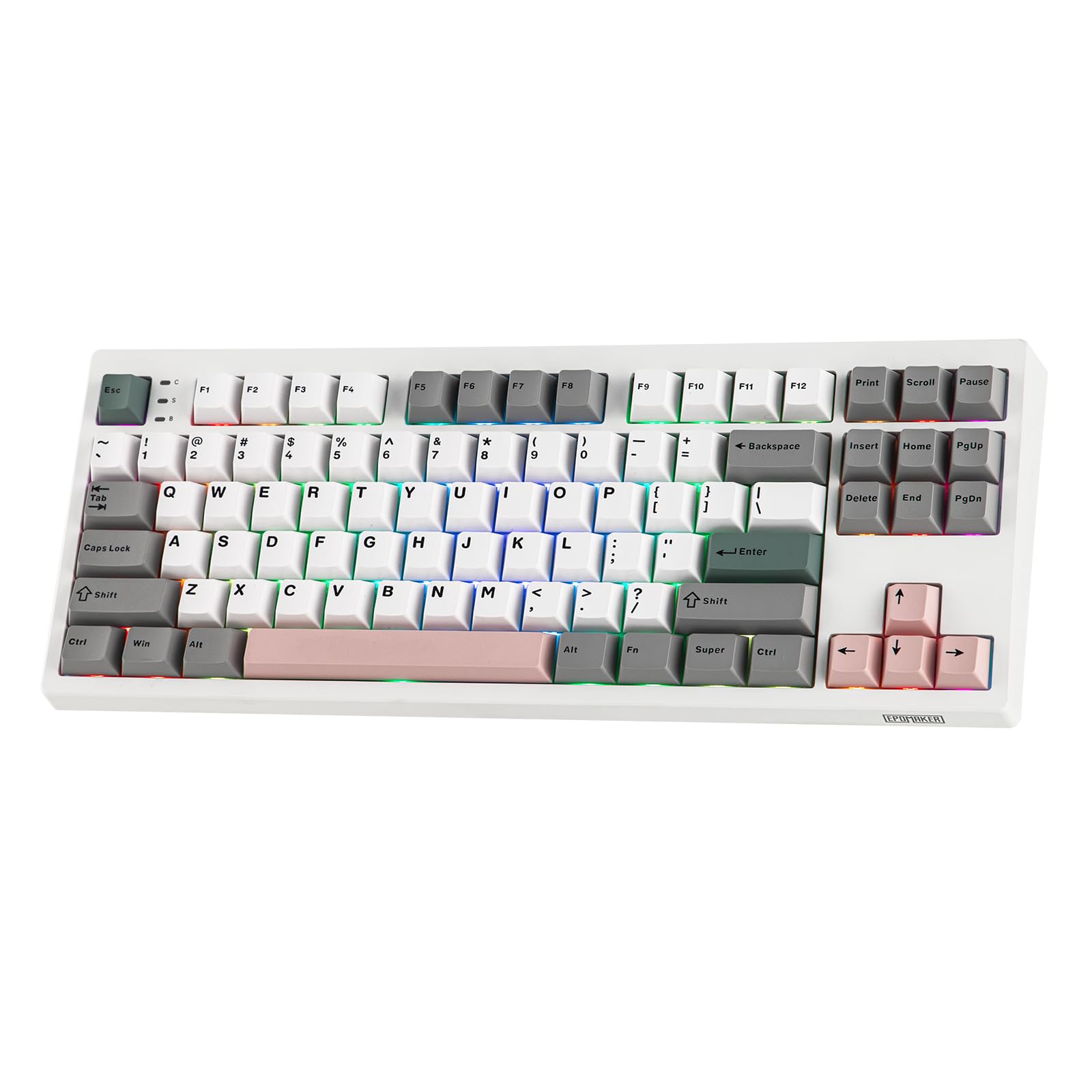 EPOMAKER TH87 Wireless Mechanical Keyboard with 10000mAh Battery  BT/2.4GHz/Wired  Hot Swappable Custom  PBT Keycap  RGB Backlit  Gasket  TKL Gaming Keyboard for PC/Mac (Creamy Jade Switch)
