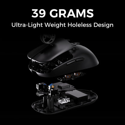 MCHOSE L7 Pro Wireless Gaming Mouse - PAW3395 26K Sensor, 39g Ultra-Light, Dual 8K Polling, Tri-Mode Connection, Black
