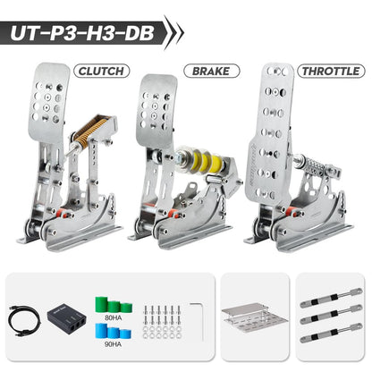 SimJack UT Pedals - Sim Racing Pedals with 200KG Load Cell Brake & Hydraulic System for PC (Model: UT-P3-H3-DB)