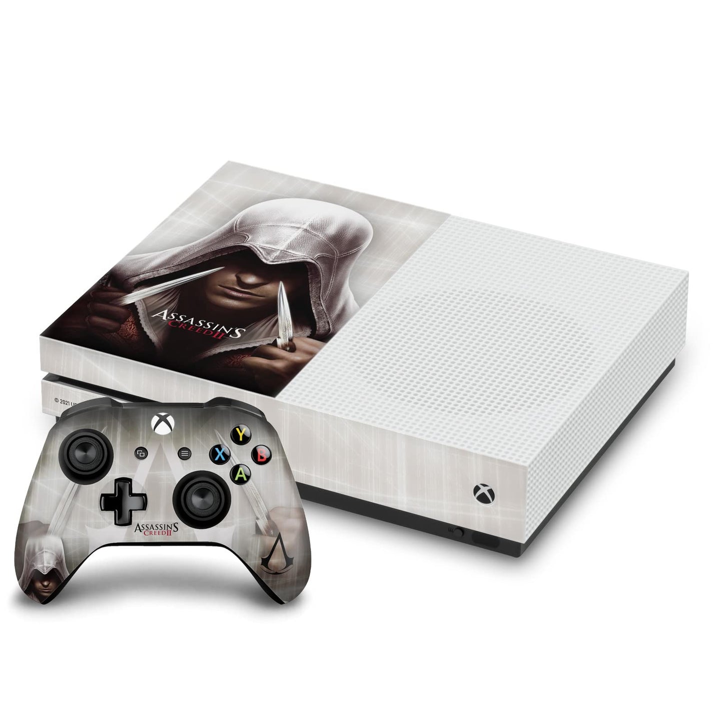 Head Case Designs Officially Licensed Assassins Creed Ezio II Graphics Vinyl Sticker Gaming Skin Decal Cover Compatible With Xbox One S Console and Controller Bundle