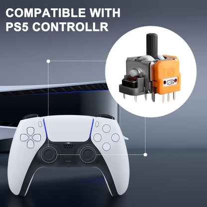 HLRAO 10PCS Hall-Effect Joysticks for PS5 Controller - 3D Analog Sensor Thumb Sticks - Yellow Replacement Parts