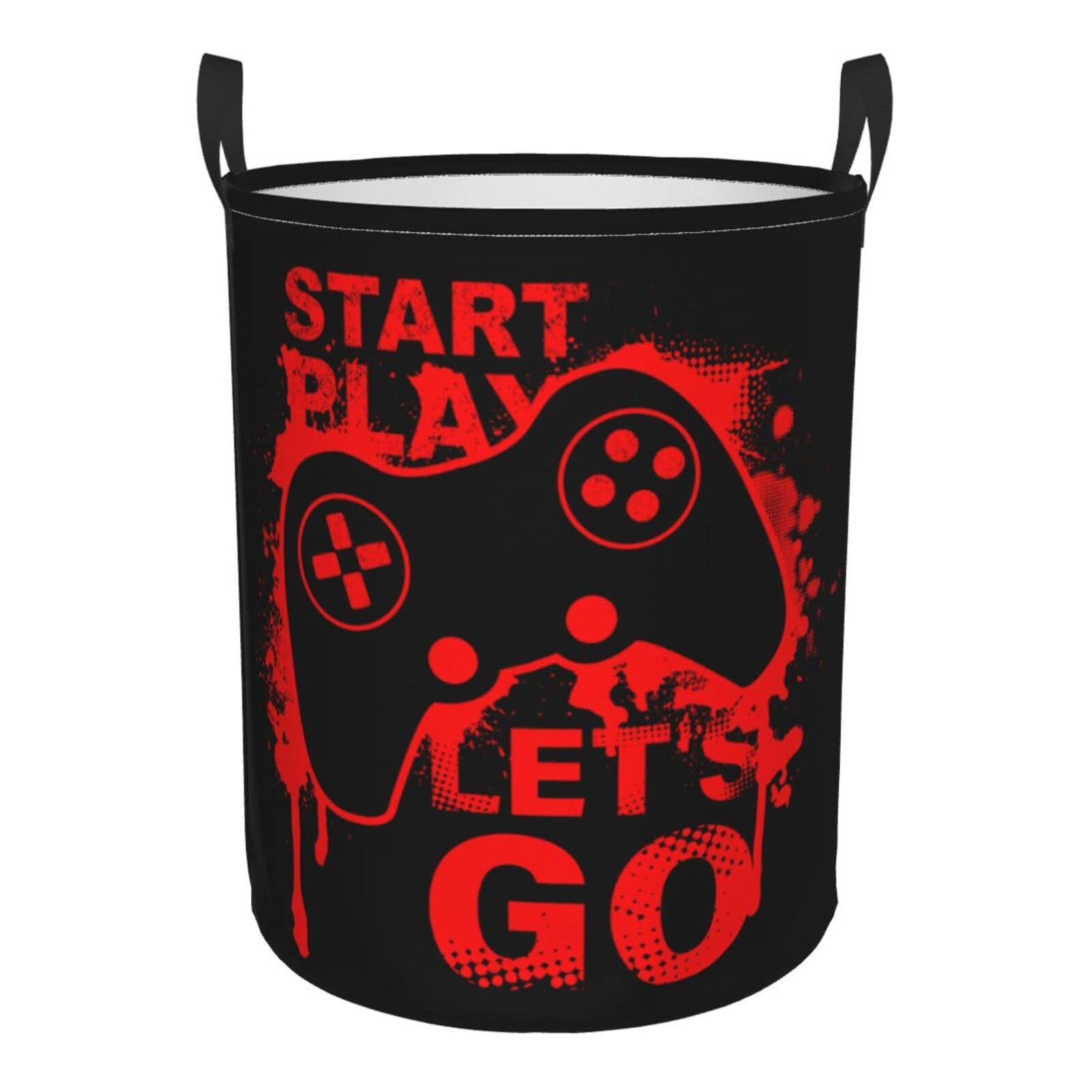 Gbuzozie Game Joystick Round Laundry Hamper Storage Basket Toys Clothes Organizer Bin For Home Bathroom Bedroom Dorm Nursery  62l