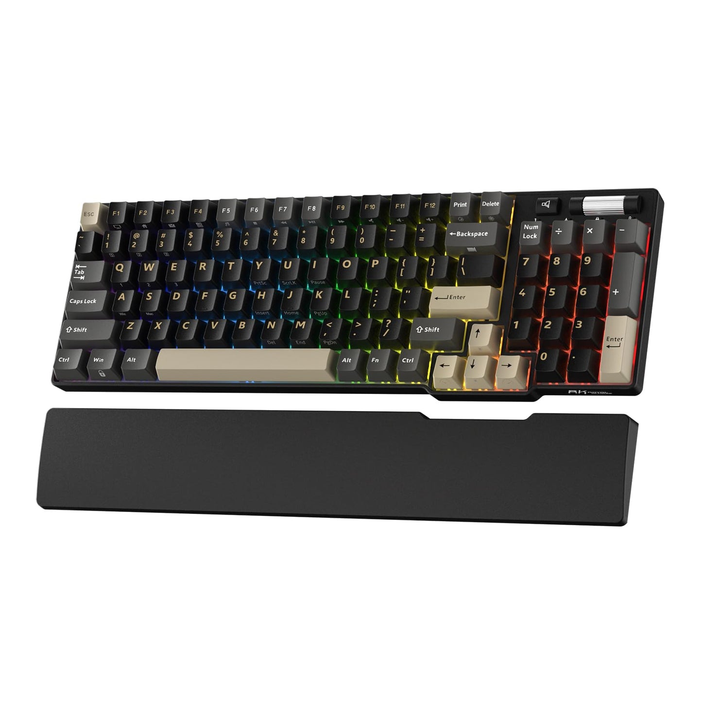 RK ROYAL KLUDGE RK96 90% Wireless Mechanical Keyboard - RGB, Hot Swappable, Linear Viridian Switch, Eclipse Black, Volume Control, Massive Battery