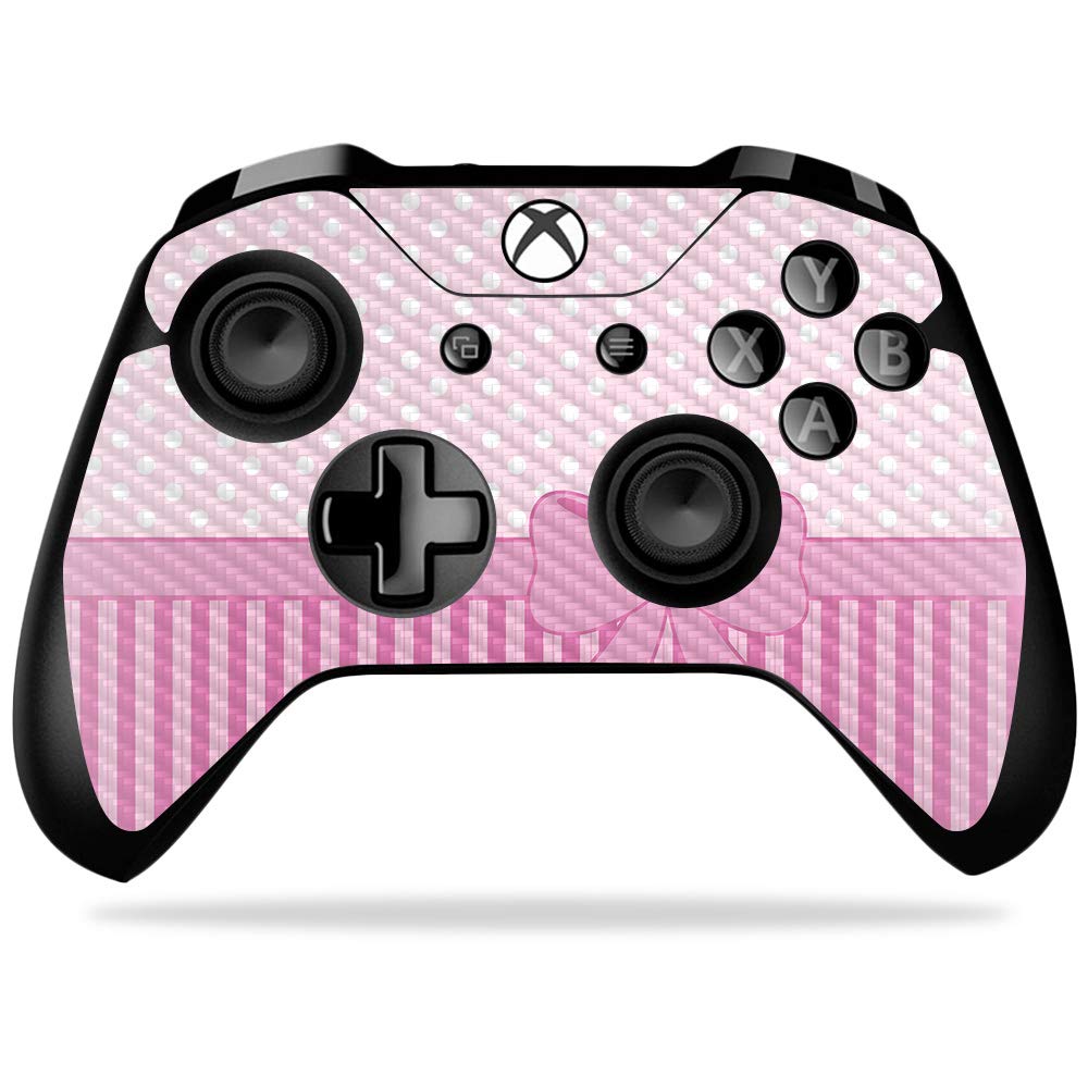 MightySkins Carbon Fiber Skin for Microsoft Xbox One X Controller - Pink Present | Protective  Durable Textured Carbon Fiber Finish | Easy to Apply  Remove  and Change Styles | Made in The USA