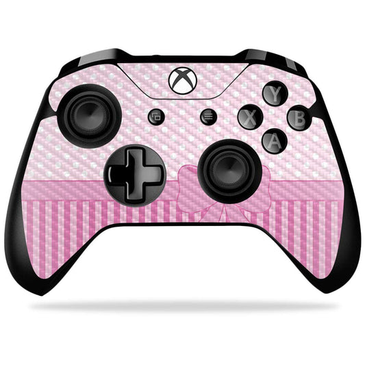 MightySkins Carbon Fiber Skin for Microsoft Xbox One X Controller - Pink Present | Protective  Durable Textured Carbon Fiber Finish | Easy to Apply  Remove  and Change Styles | Made in The USA
