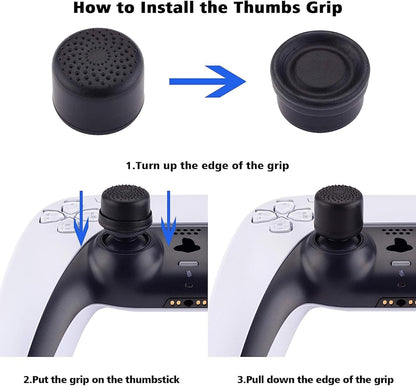 MaD Vision Ergonomic Thumb Grips for PS5/PS4/Xbox/Nintendo Switch - Black, Standard Rubber Pads, Different Heights & Textures, 4 Pairs