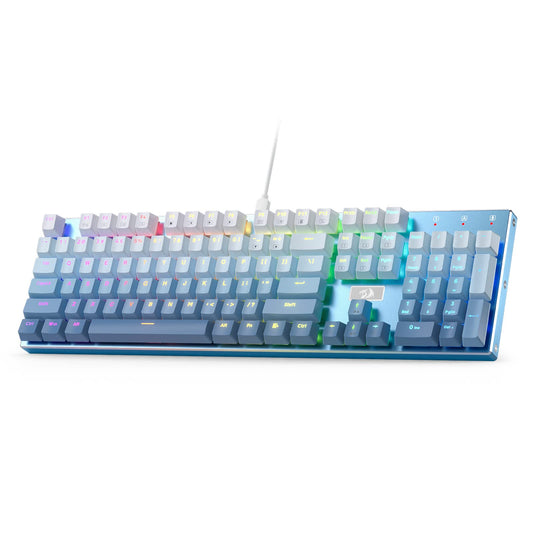 Redragon K556 SE RGB LED Backlit Wired Mechanical Gaming Keyboard  Aluminum Base  104 Keys Upgraded Socket  3.5mm Sound Absorbing Foams  Hot-Swap Linear Quiet Red Switch  Gradient Blue