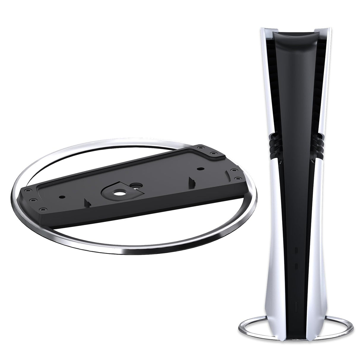 Zaievo PS5 Pro Vertical Stand - Black Aluminium Alloy Console Bracket with Anti-Slip Pads, Space Saving Design, Size S