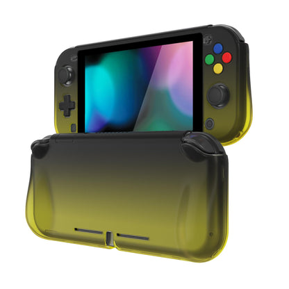 PlayVital ZealProtect Case for Nintendo Switch Lite - Ergonomic Grip, Shock-Absorbent, Anti-Scratch, Gradient Black Yellow, Model PSLYP3014