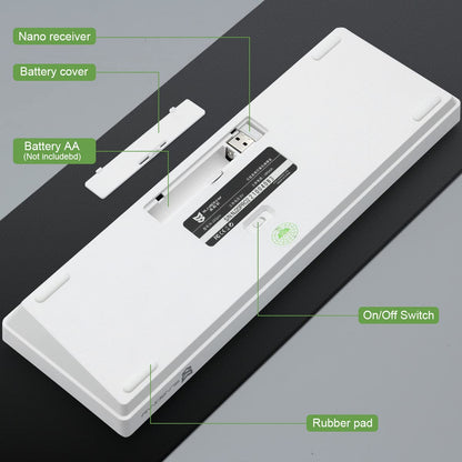 Qisan 60% Mechanical Gaming Keyboard - Dual Mode 2.4G/BT, Red Switch, 68 Keys, Blue & White Combo Color, US Layout