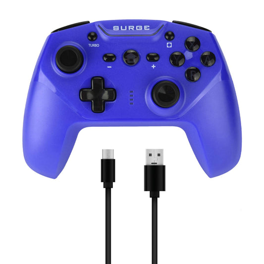 Surge Switchpad Pro Wireless Controller for Nintendo Switch  4 Macro Buttons  Rechargeable 550mAh Battery  Motion Controls - Blue