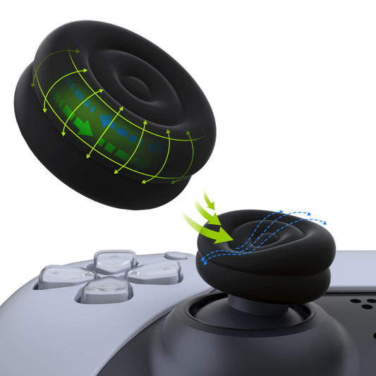 PlayVital Thumbs Cushion Caps Thumb Grips for ps5  for ps4  Thumbstick Grip Cover for Xbox Series X/S  Thumb Grip Caps for Xbox One  Elite Series 2  for Switch Pro Controller - Black