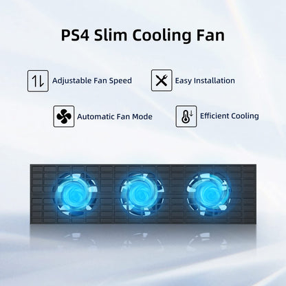 Mcbazel 3-Fan Cooling Fan Cooler for PS4 Slim - Auto Temperature Control, Model MT-ps4-s10004, Not for PS4/PS4 Pro