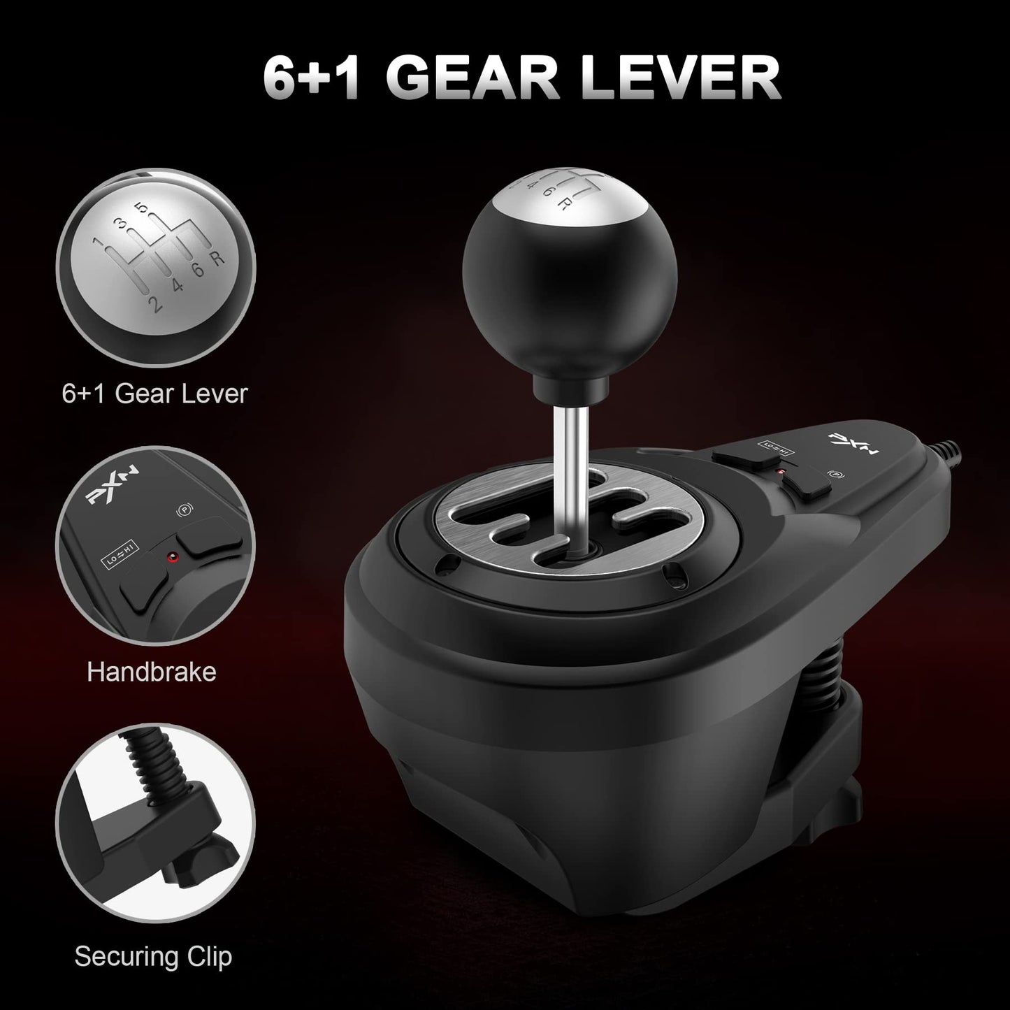 PXN Force Feedback Steering Wheel V10 - 270°/900° Rotation, Pedals & Gear Lever for PC/PS4/Xbox Series X|S, Black