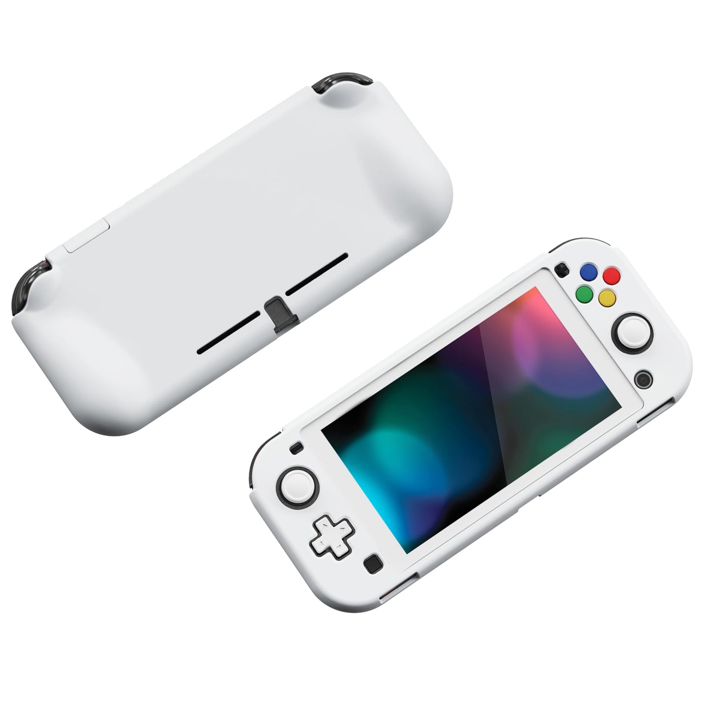 PlayVital ZealProtect Case for Nintendo Switch Lite - Ergonomic Grip, Shock-Absorbent, Anti-Scratch, White