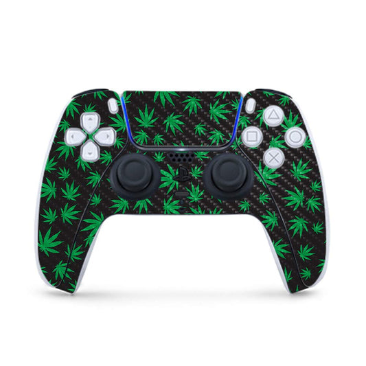 MightySkins Carbon Fiber Gaming Skin for PS5 / PlayStation 5 Controller - Marijuana | Durable Textured Carbon Fiber Finish | Easy to Apply and Change Style | Made in The USA