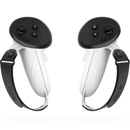AMVR Controller Grips Compatible with Meta/Oculus Quest 3/Quest 3S  Silicone Accessories Non-Slip Handle Cover  Adjustable Soft Hand Strap Fits Small and Medium Hands (Not Fit Official Charging Dock Battery)