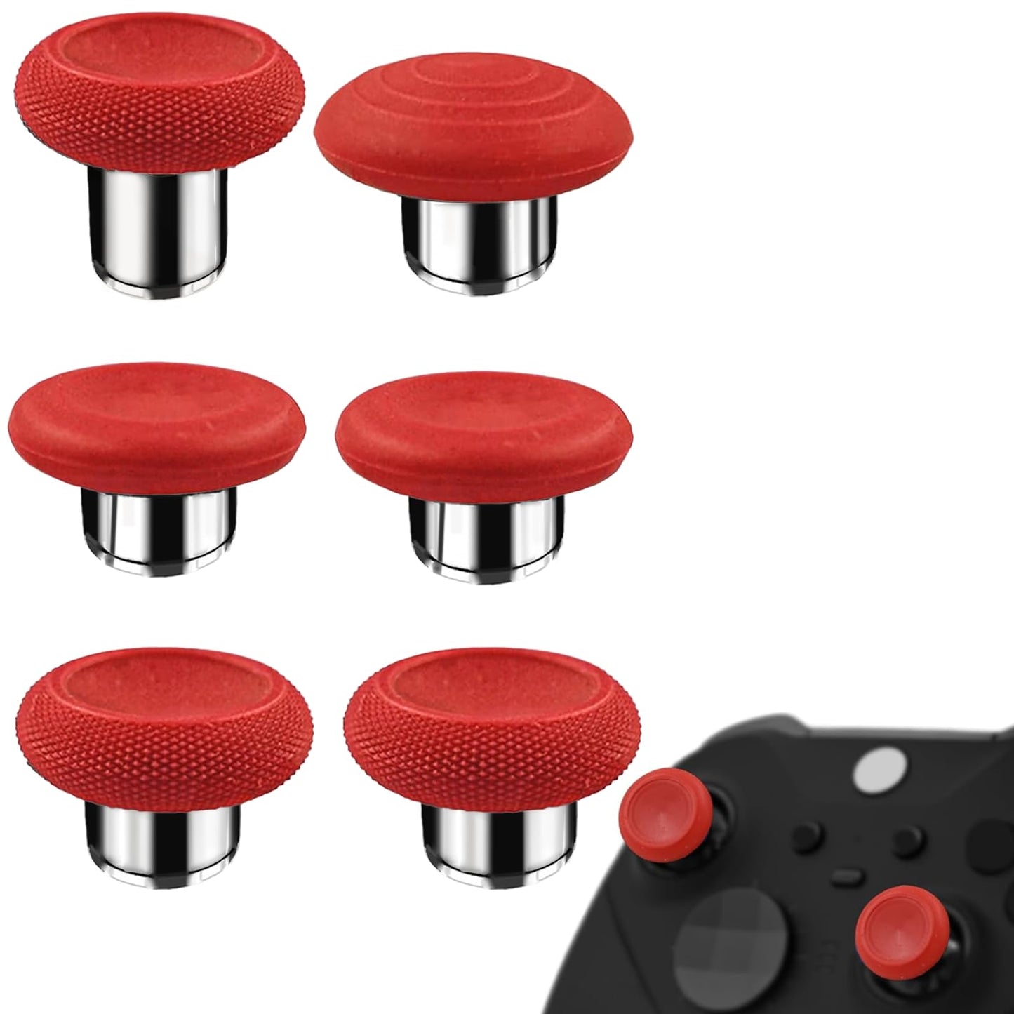 6 in 1 Metal Thumbsticks Replacement for Xbox Elite 2 Core Controller Swap Magnetic Joysticks for Xbox One Elite Series 2 Controller Replacement Parts for Xbox Elite Controller(Red)