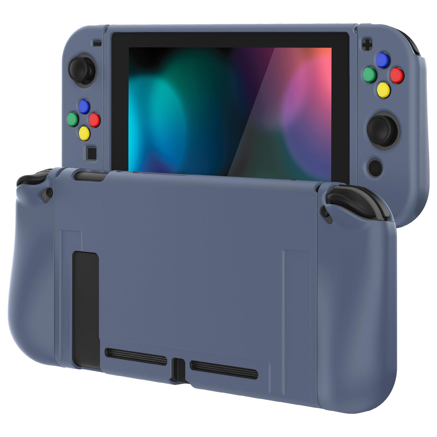 PlayVital Gray Protective Case for Nintendo Switch  Soft TPU Slim Case Cover for Nintendo Switch with Colorful ABXY Direction Button Caps