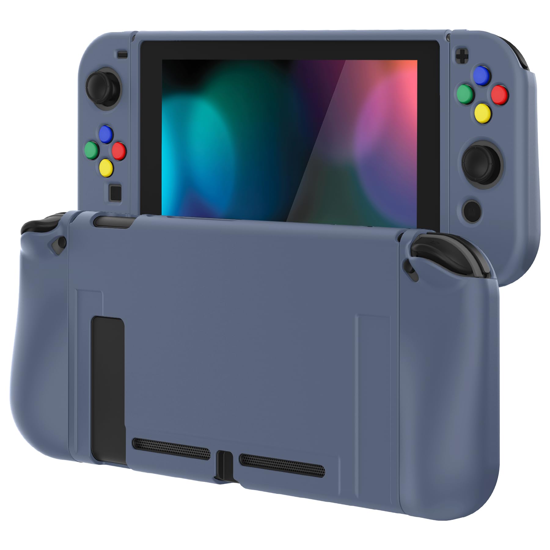 PlayVital Gray Protective Case for Nintendo Switch  Soft TPU Slim Case Cover for Nintendo Switch with Colorful ABXY Direction Button Caps