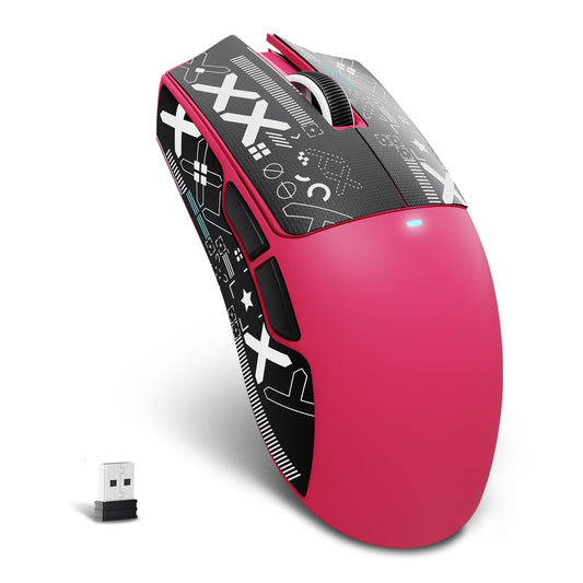 ATTACK SHARK X11SE Wireless Esports Gaming Mouse Tri-Modes BT5.2/Type-C Wired/2.4G PixArt PAW3311 Gaming Sensor 22K DPI 59g 5 Programmable Buttons for Laptop PC Mac Gamer(Berry Red&Sticker)