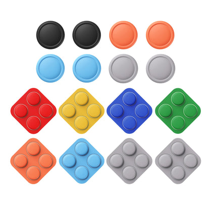 PlayVital Button Caps & Thumb Grips Set for Nintendo Switch 2 - 8 Colorful ABXY Covers & 4 Joystick Caps in Black, Gray, Blue, Orange