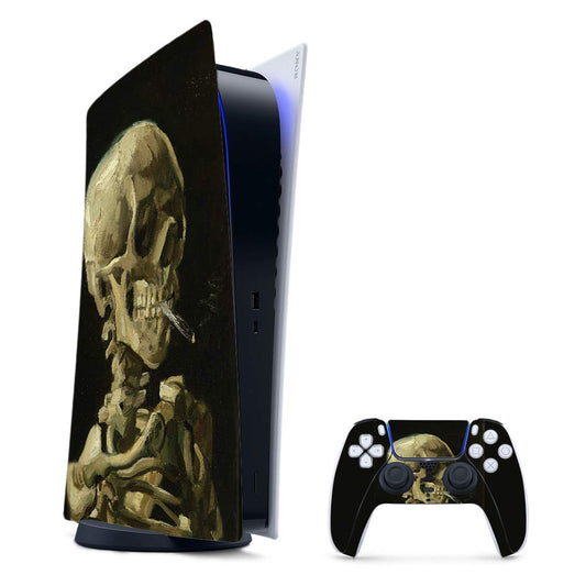MightySkins Gaming Skin for PS5 / Playstation 5 Digital Edition Bundle - Skull with Cigarette | Protective Viny wrap | Easy to Apply | Made in The USA