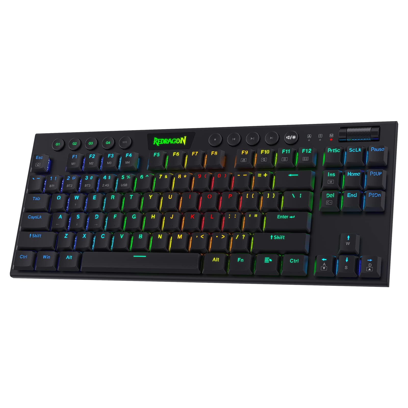 Redragon K621 TKL Wireless RGB Mechanical Keyboard - Black, 80% Ultra-Thin, Low Profile, Linear Red Switches, Dedicated Media Control
