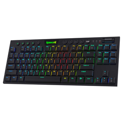 Redragon K621 TKL Wireless RGB Mechanical Keyboard - Black, 80% Ultra-Thin, Low Profile, Linear Red Switches, Dedicated Media Control