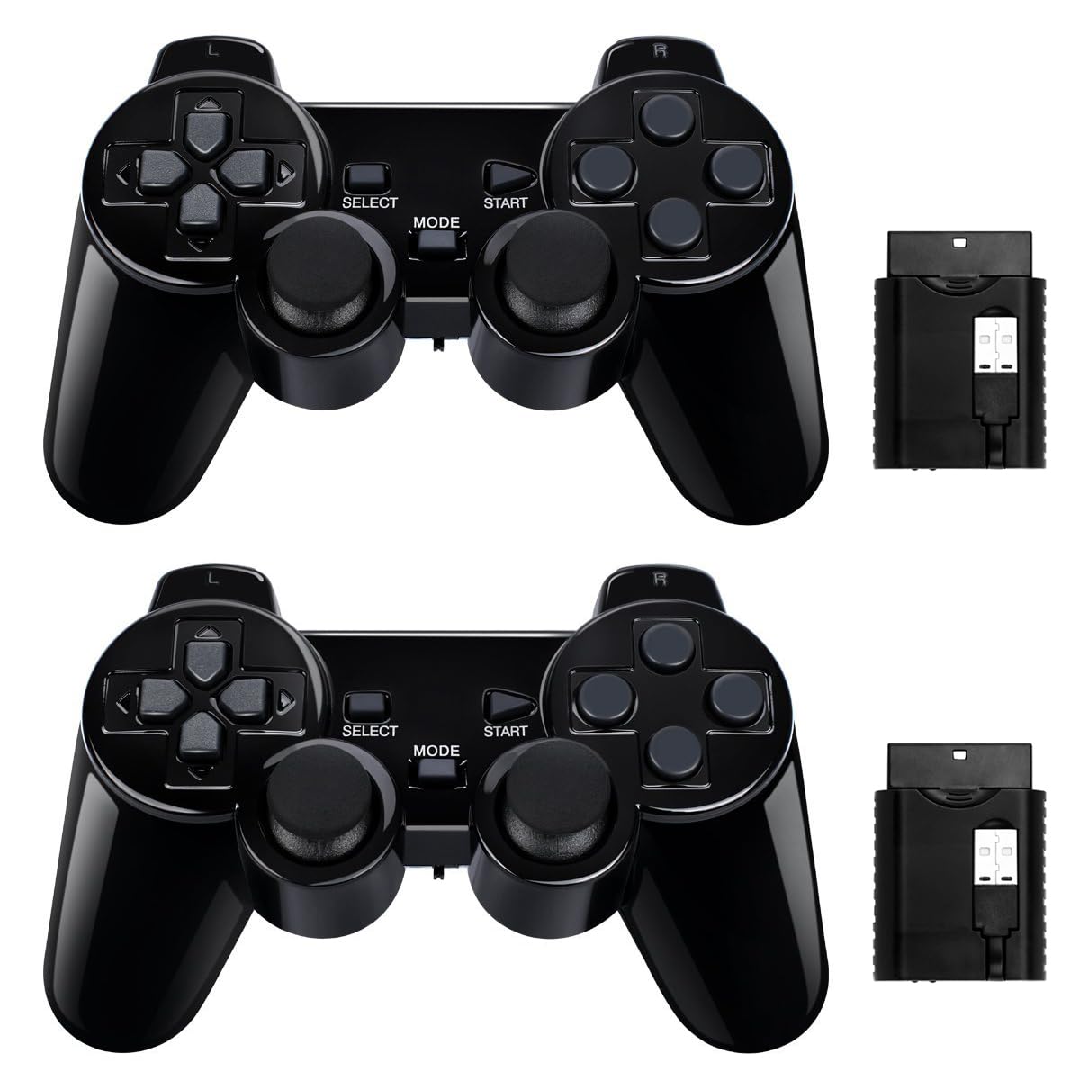 BLUE LAKE Performance 2 Pack Wireless Controller Gamepad Twin Shock for PS-2/PC/win7-10
