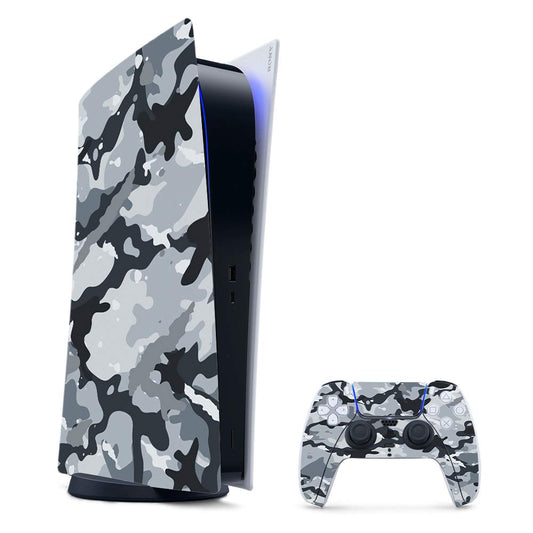 MightySkins Gaming Skin for PS5 / Playstation 5 Digital Edition Bundle - Gray Camouflage | Protective Viny wrap | Easy to Apply and Change Styles | Made in The USA