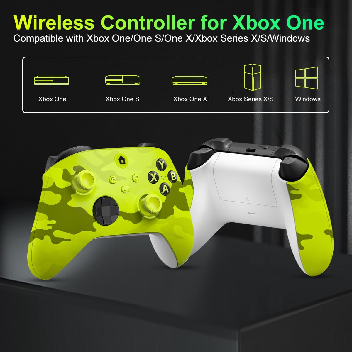 HEDYDK Wireless Controller for Xbox One & Series X|S - Camo Yellow, Compatible with Windows PC